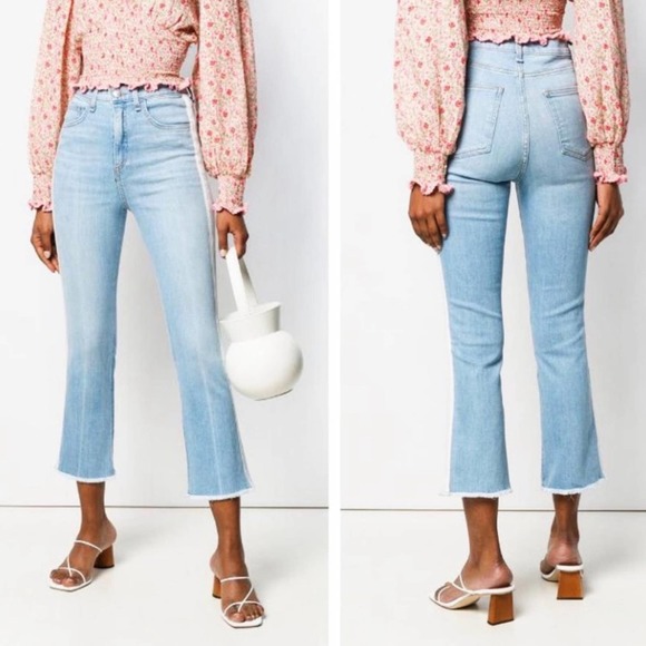 Veronica Beard High Rise Kick Flare Crop Jeans - Picture 1 of 12